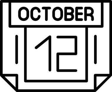 12 Ekim tarihi, takvim simgesi vektör illüstrasyonu