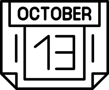 13 Ekim tarihi, takvim simgesi vektör illüstrasyonu