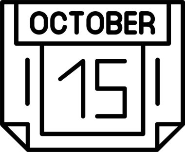  15 Ekim tarihi, takvim simgesi vektör illüstrasyonu