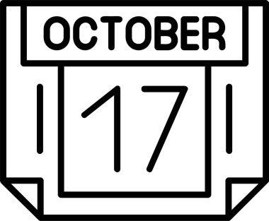  17 Ekim tarihi, takvim simgesi vektör illüstrasyonu