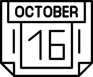 16 Ekim tarihi, takvim simgesi vektör illüstrasyonu
