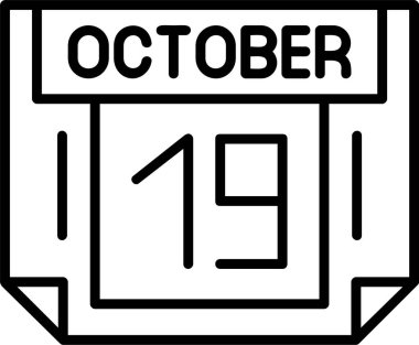  19 Ekim tarihi, takvim ikonu vektör illüstrasyonu