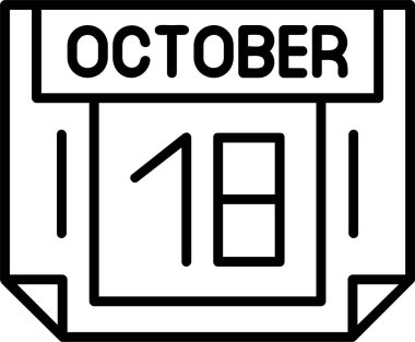  18 Ekim tarihi, takvim simgesi vektör illüstrasyonu