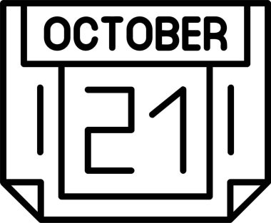 21 Ekim tarihi, takvim simgesi vektör illüstrasyonu