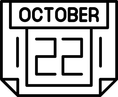 22 Ekim tarihi, takvim simgesi vektör illüstrasyonu