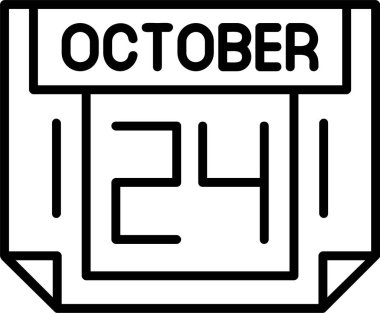 24 Ekim tarihi, takvim simgesi vektör illüstrasyonu