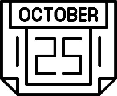  25 Ekim tarihi, takvim simgesi vektör illüstrasyonu