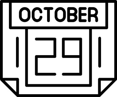 29 Ekim tarihi, takvim simgesi vektör illüstrasyonu