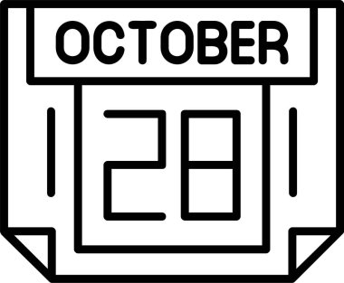  28 Ekim tarihi, takvim ikonu vektör illüstrasyonu