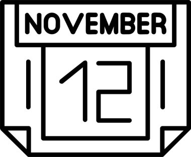 12 Kasım tarihi, takvim ikonu vektör illüstrasyonu