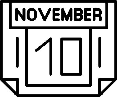 10 Kasım tarihi, takvim simgesi vektör illüstrasyonu