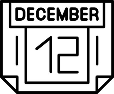 12 Aralık Web simgesi basit illüstrasyon 