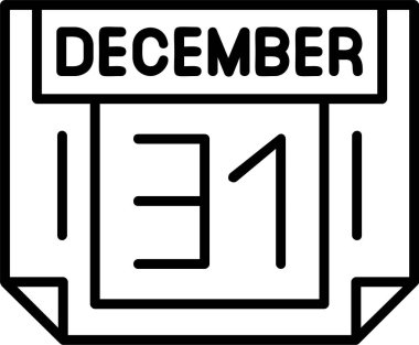 31 Aralık Web simgesi basit illüstrasyon 