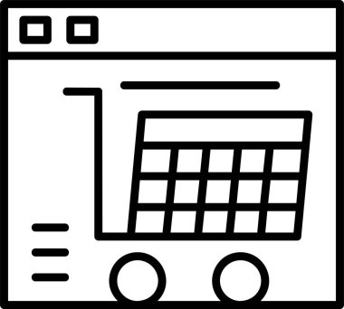 E-ticaret alışveriş arabası simgesi, vektör illüstrasyonu