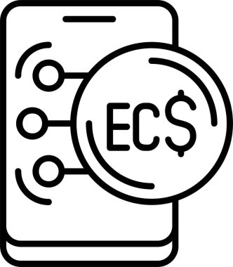 Doğu Karayip Doları ikon vektör illüstrasyonu