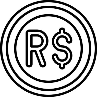 Brezilya Gerçek para birimi simgesi, vektör illüstrasyonu