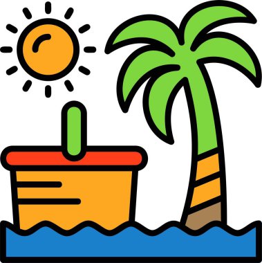 Plaj simgesi, vektör illüstrasyonu basit tasarım