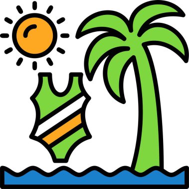 Plaj simgesi, vektör illüstrasyonu basit tasarım