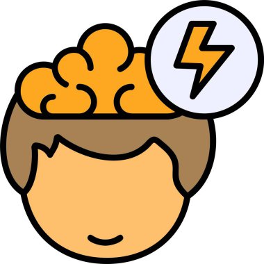 Beyni olan insan kafası simgesi, vektör basit tasarım