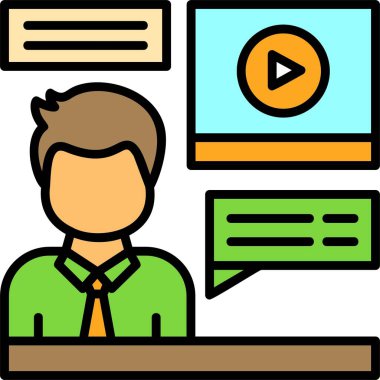 Video çağrısı. Web simgesi basit illüstrasyon