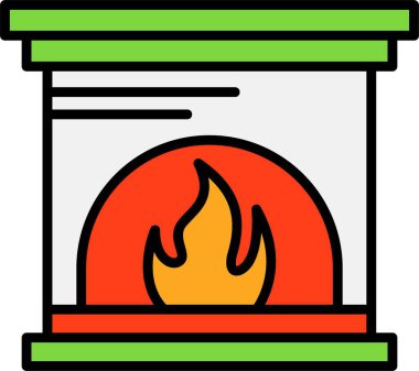 şömine web simgesi, vektör çizim