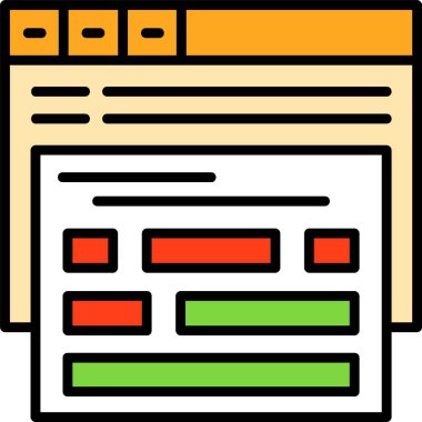 Web sayfası tasarım simgesi doldurulmuş ana hatlar biçiminde