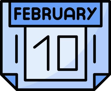 10 Şubat takvim simgesi. tarihin vektör illüstrasyonu  