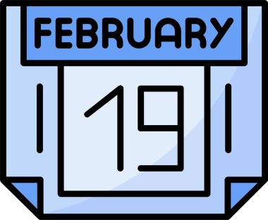 19 Şubat web simgesi vektör illüstrasyonu