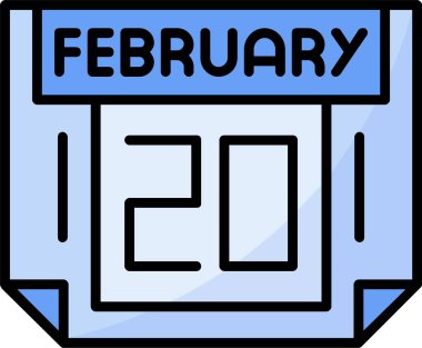 20 Şubat web simgesi vektör illüstrasyonu