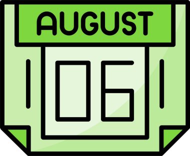 6 Ağustos web simgesi vektör illüstrasyonu