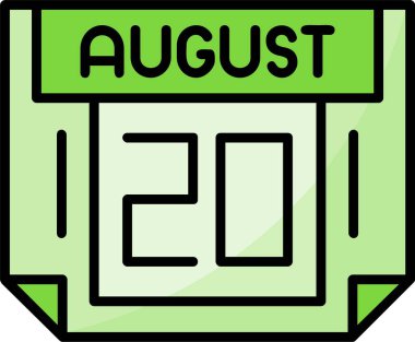 20 Ağustos web simgesi vektör illüstrasyonu