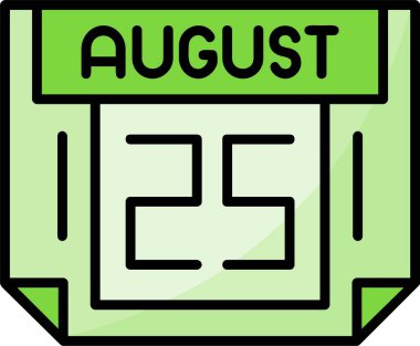 25 Ağustos web simgesi vektör illüstrasyonu