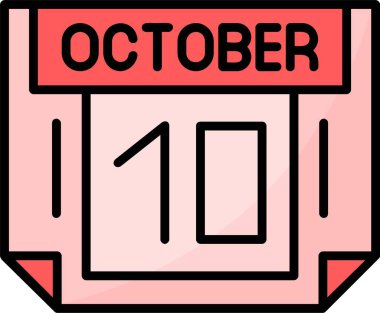 10 Ekim Web simgesi vektör illüstrasyonu