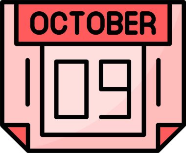 9 Ekim Web simgesi vektör illüstrasyonu