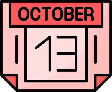 13 Ekim Web simgesi vektör illüstrasyonu