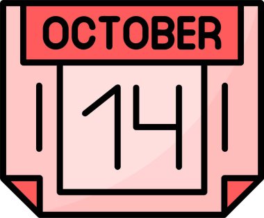 14 Ekim Web simgesi vektör illüstrasyonu