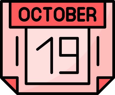 19 Ekim Web simgesi vektör illüstrasyonu