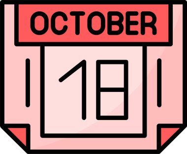 18 Ekim Web simgesi vektör illüstrasyonu