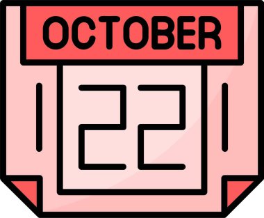 22 Ekim Web simgesi vektör illüstrasyonu