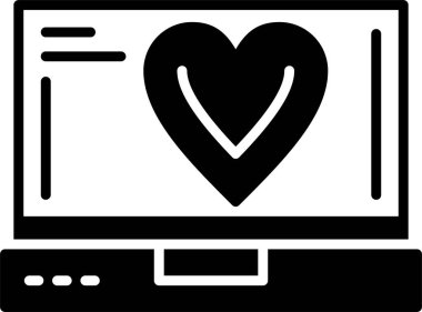 Kalp monitörü aşk simgesi, vektör illüstrasyonu