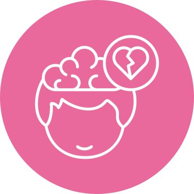 Kalp kıran beyin simgesi, vektör illüstrasyonu