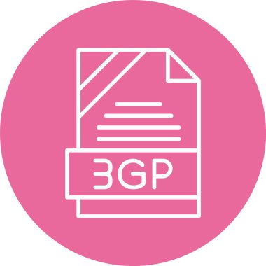 3GP file format, web icon, vector illustration clipart