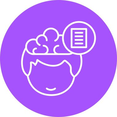 Beyni olan insan kafası simgesi, vektör basit tasarım