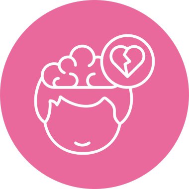 Kalp kıran beyin simgesi, vektör illüstrasyonu