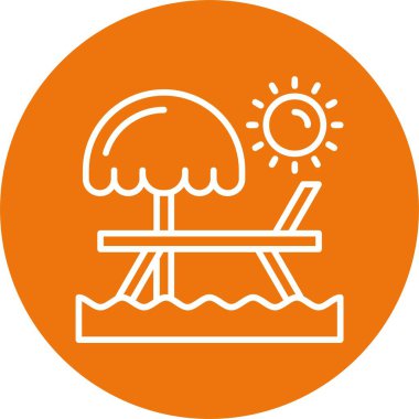 yaz şemsiyesi ve plaj sandalyesi basit vektör çizimi tasarımı