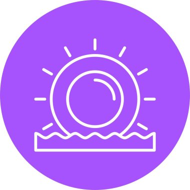 Plaj gündoğumu simgesi, vektör illüstrasyonu