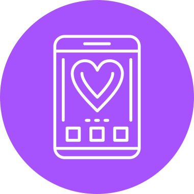 kalp simgesi ve vektör illüstrasyonlu akıllı telefon