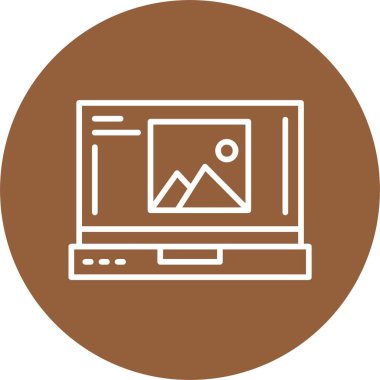 minimalist dizüstü bilgisayar simgesi, vektör illüstrasyonu basit tasarım