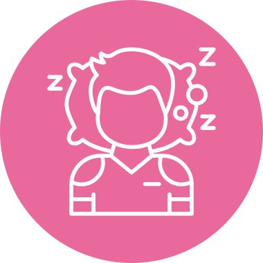 Uyku tulumu ikonu olan kız, vektör illüstrasyonu