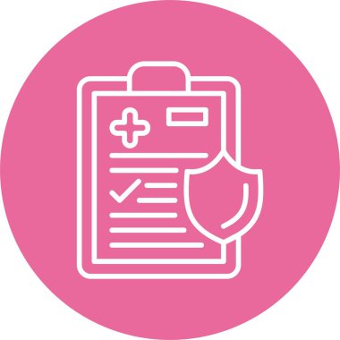 Tıbbi Sigorta Politikası Simgesi, Vektör İllüstrasyonu 